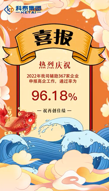 科泰集團2022年輔助367家企業(yè)申報高新技術企業(yè)，通過率96.18%