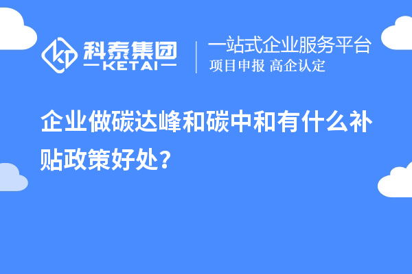 企業(yè)做碳達(dá)峰和碳中和有什么補貼政策好處？