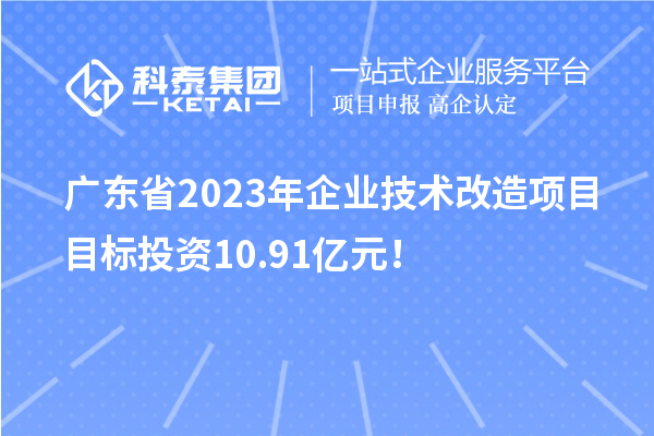 廣東省2023年企業(yè)技術(shù)改造項(xiàng)目目標(biāo)投資10.91億元！