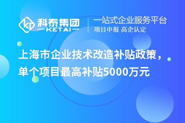上海市企業(yè)技術(shù)改造補(bǔ)貼政策，單個(gè)項(xiàng)目最高補(bǔ)貼5000萬元