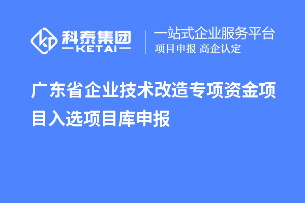 廣東省企業(yè)技術(shù)改造專(zhuān)項(xiàng)資金項(xiàng)目入選項(xiàng)目庫(kù)申報(bào)