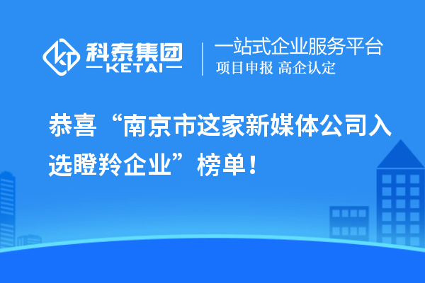 恭喜“南京市這家新媒體公司入選瞪羚企業(yè)”榜單！