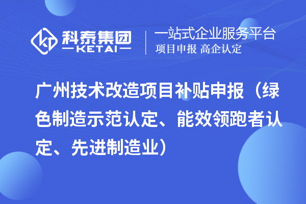 廣州技術(shù)改造項目補貼申報（綠色制造示范認定、能效領跑者認定、先進制造業(yè)）