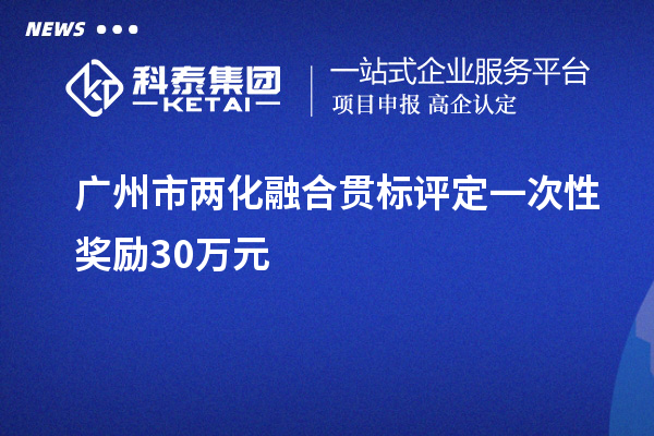 廣州市兩化融合貫標(biāo)評定一次性獎勵30萬元