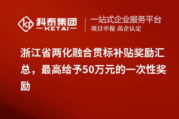 浙江省兩化融合貫標(biāo)補貼獎勵匯總，最高給予50萬元的一次性獎勵