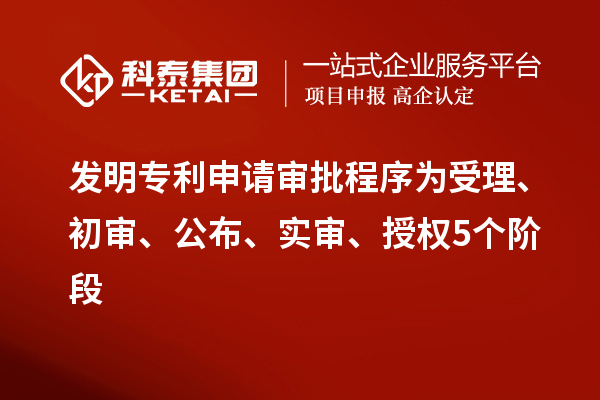 發(fā)明專利申請審批程序?yàn)槭芾?、初審、公布、?shí)審、授權(quán)5個(gè)階段