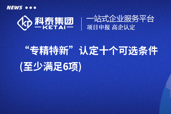 “專精特新”認(rèn)定十個可選條件(至少滿足6項)