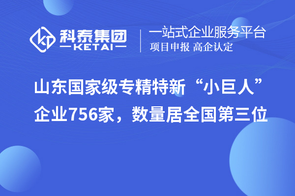 山東國家級專精特新“小巨人”企業(yè)756家，數(shù)量居全國第三位