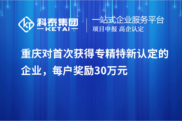 重慶對首次獲得專精特新認定的企業(yè)，每戶獎勵30萬元