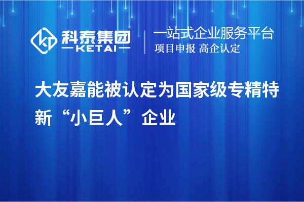 大友嘉能被認(rèn)定為國家級(jí)專精特新“小巨人”企業(yè)