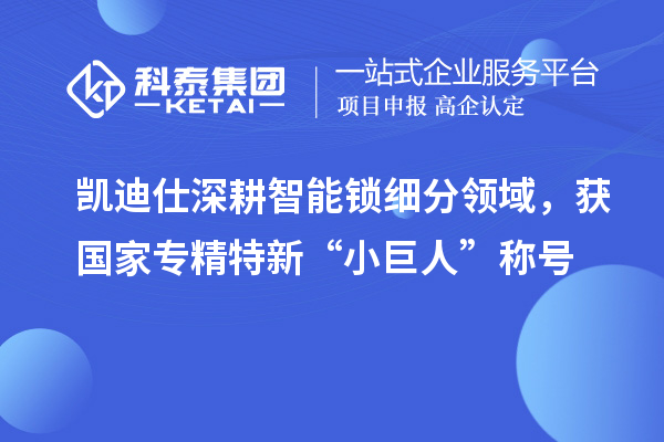凱迪仕深耕智能鎖細(xì)分領(lǐng)域，獲國(guó)家專精特新“小巨人”稱號(hào)