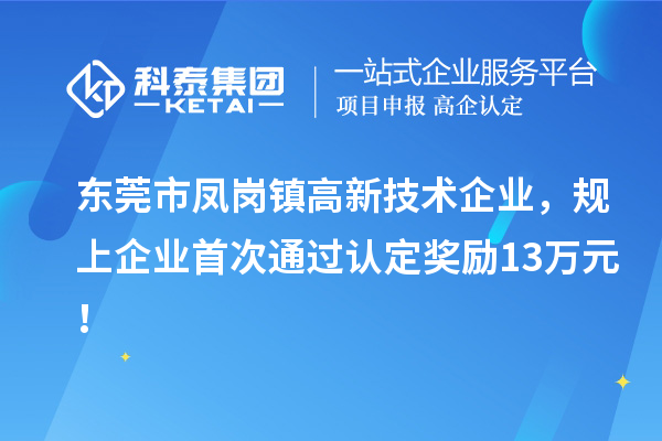 東莞市鳳崗鎮(zhèn)高新技術(shù)企業(yè)，規(guī)上企業(yè)首次通過(guò)認(rèn)定獎(jiǎng)勵(lì)13萬(wàn)元！