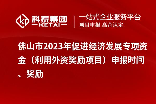 佛山市2023年促進經濟發(fā)展專項資金（利用外資獎勵項目）申報時間、獎勵