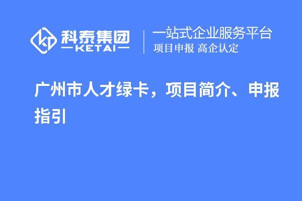 廣州市人才綠卡，項目簡介、申報指引