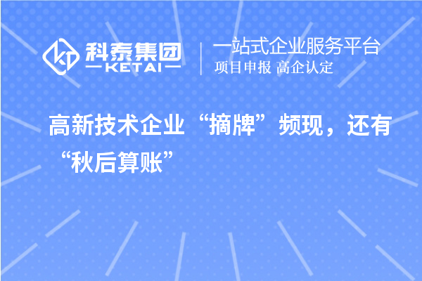 高新技術企業(yè)“摘牌”頻現(xiàn)，還有“秋后算賬”