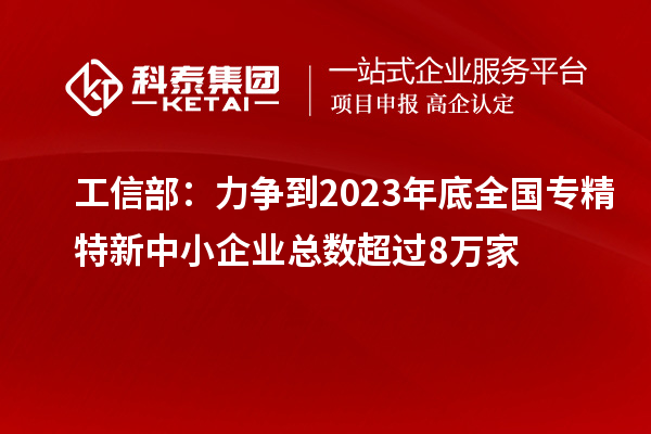 工信部：力爭(zhēng)到2023年底全國(guó)專精特新中小企業(yè)總數(shù)超過(guò)8萬(wàn)家
