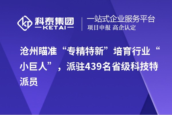 滄州瞄準(zhǔn)“專精特新”培育行業(yè)“小巨人”，派駐439名省級科技特派員