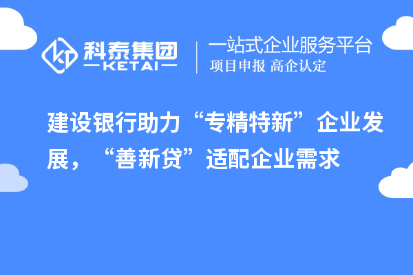 建設(shè)銀行助力“專精特新”企業(yè)發(fā)展，“善新貸”適配企業(yè)需求