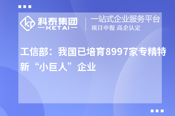 工信部：我國(guó)已培育8997家專精特新“小巨人”企業(yè)