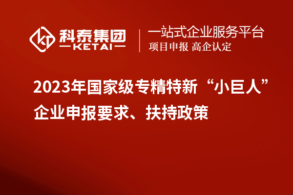 2023年國家級專精特新“小巨人”企業(yè)申報要求、扶持政策