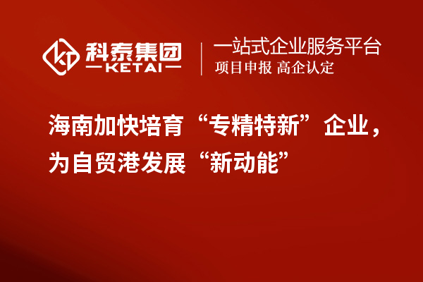 海南加快培育“專(zhuān)精特新”企業(yè)，為自貿(mào)港發(fā)展“新動(dòng)能”