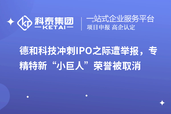 德和科技沖刺IPO之際遭舉報(bào)，專精特新“小巨人”榮譽(yù)被取消