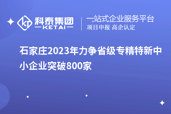 石家莊2023年力爭(zhēng)省級(jí)專精特新中小企業(yè)突破800家