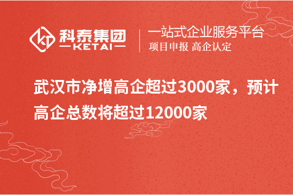 武漢市凈增高企超過3000家，預計高企總數(shù)將超過12000家