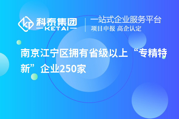 南京江寧區(qū)擁有省級(jí)以上“專(zhuān)精特新”企業(yè)250家