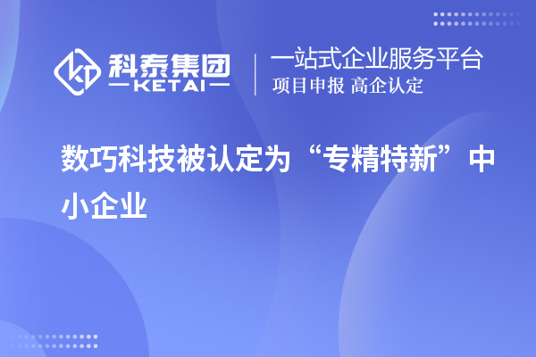 數(shù)巧科技被認定為“專精特新”中小企業(yè)
