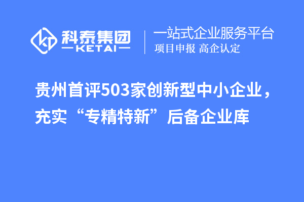 貴州首評(píng)503家創(chuàng)新型中小企業(yè)，充實(shí)“專精特新”后備企業(yè)庫