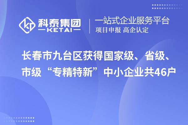 長春市九臺(tái)區(qū)獲得國家級(jí)、省級(jí)、市級(jí)“專精特新”中小企業(yè)共46戶