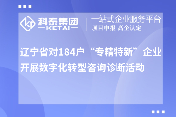 遼寧省對(duì)184戶“專精特新”企業(yè)開展數(shù)字化轉(zhuǎn)型咨詢?cè)\斷活動(dòng)