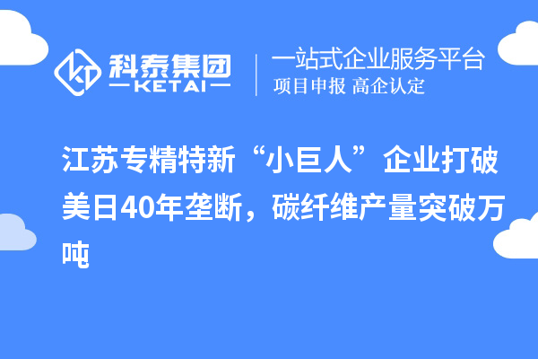 江蘇專精特新“小巨人”企業(yè)打破美日40年壟斷，碳纖維產(chǎn)量突破萬噸