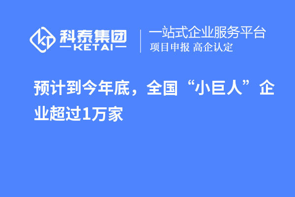 預(yù)計到今年底，全國“小巨人”企業(yè)超過1萬家