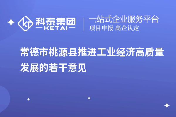 常德市桃源縣推進(jìn)工業(yè)經(jīng)濟高質(zhì)量發(fā)展的若干意見