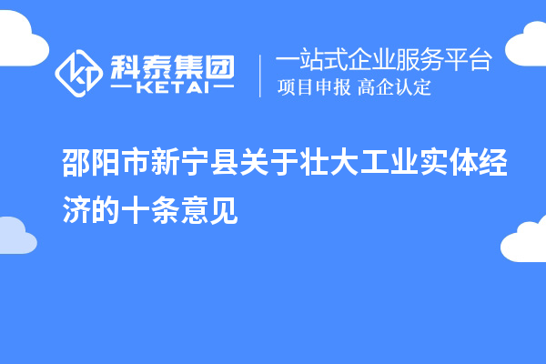 邵陽市新寧縣關(guān)于壯大工業(yè)實(shí)體經(jīng)濟(jì)的十條意見
