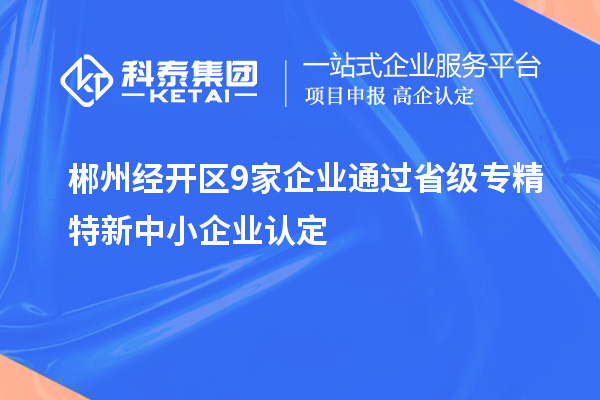 郴州經開區(qū)9家企業(yè)通過省級專精特新中小企業(yè)認定