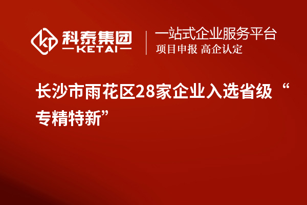 長(zhǎng)沙市雨花區(qū)28家企業(yè)入選省級(jí)“專(zhuān)精特新”