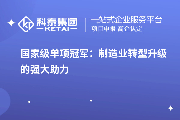 國家級單項冠軍：制造業(yè)轉型升級的強大助力