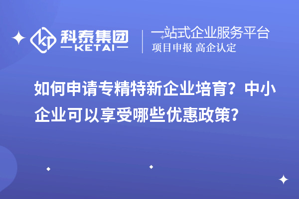 如何申請專精特新企業(yè)培育？中小企業(yè)可以享受哪些優(yōu)惠政策？
