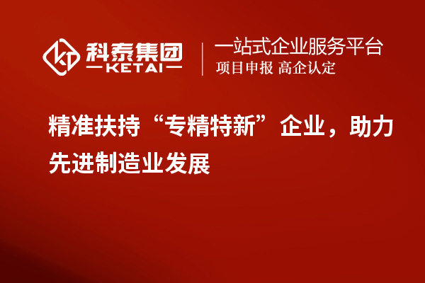 精準(zhǔn)扶持“專精特新”企業(yè)，助力先進(jìn)制造業(yè)發(fā)展