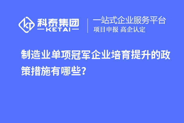 制造業(yè)單項冠軍企業(yè)培育提升的政策措施有哪些？