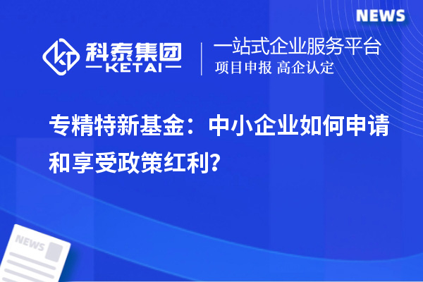 專(zhuān)精特新基金：中小企業(yè)如何申請(qǐng)和享受政策紅利？