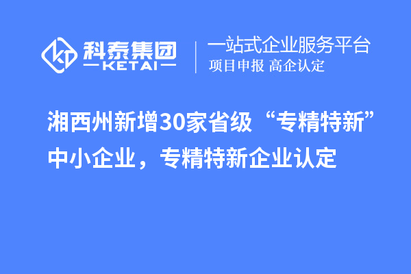湘西州新增30家省級(jí) “專精特新”中小企業(yè)，專精特新企業(yè)認(rèn)定