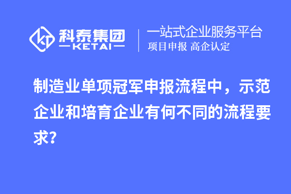 制造業(yè)單項(xiàng)冠軍申報(bào)流程中，示范企業(yè)和培育企業(yè)有何不同的流程要求？