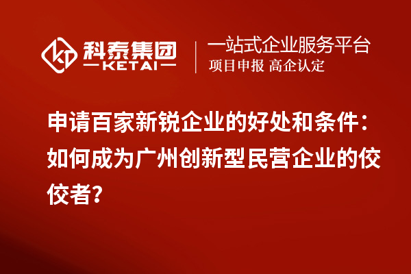 申請(qǐng)百家新銳企業(yè)的好處和條件：如何成為廣州創(chuàng)新型民營(yíng)企業(yè)的佼佼者？