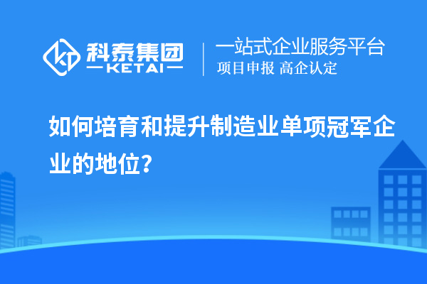 如何培育和提升制造業(yè)單項(xiàng)冠軍企業(yè)的地位？