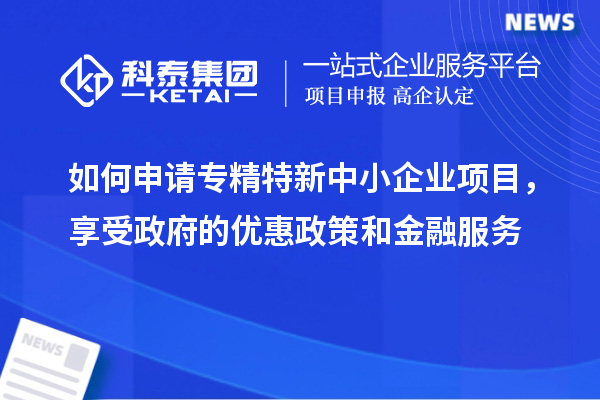 如何申請(qǐng)專精特新中小企業(yè)項(xiàng)目，享受政府的優(yōu)惠政策和金融服務(wù)