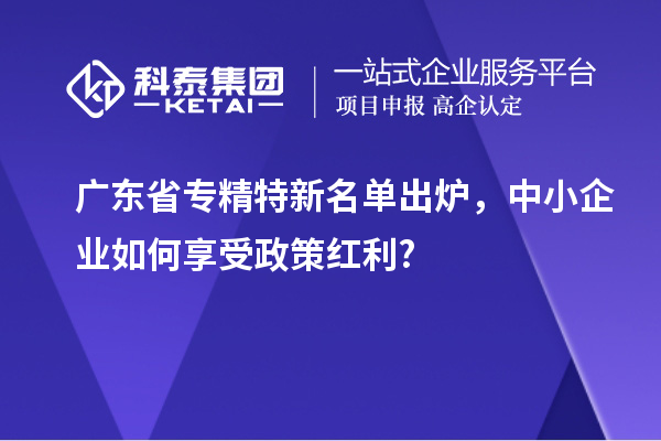 廣東省專精特新名單出爐，中小企業(yè)如何享受政策紅利?